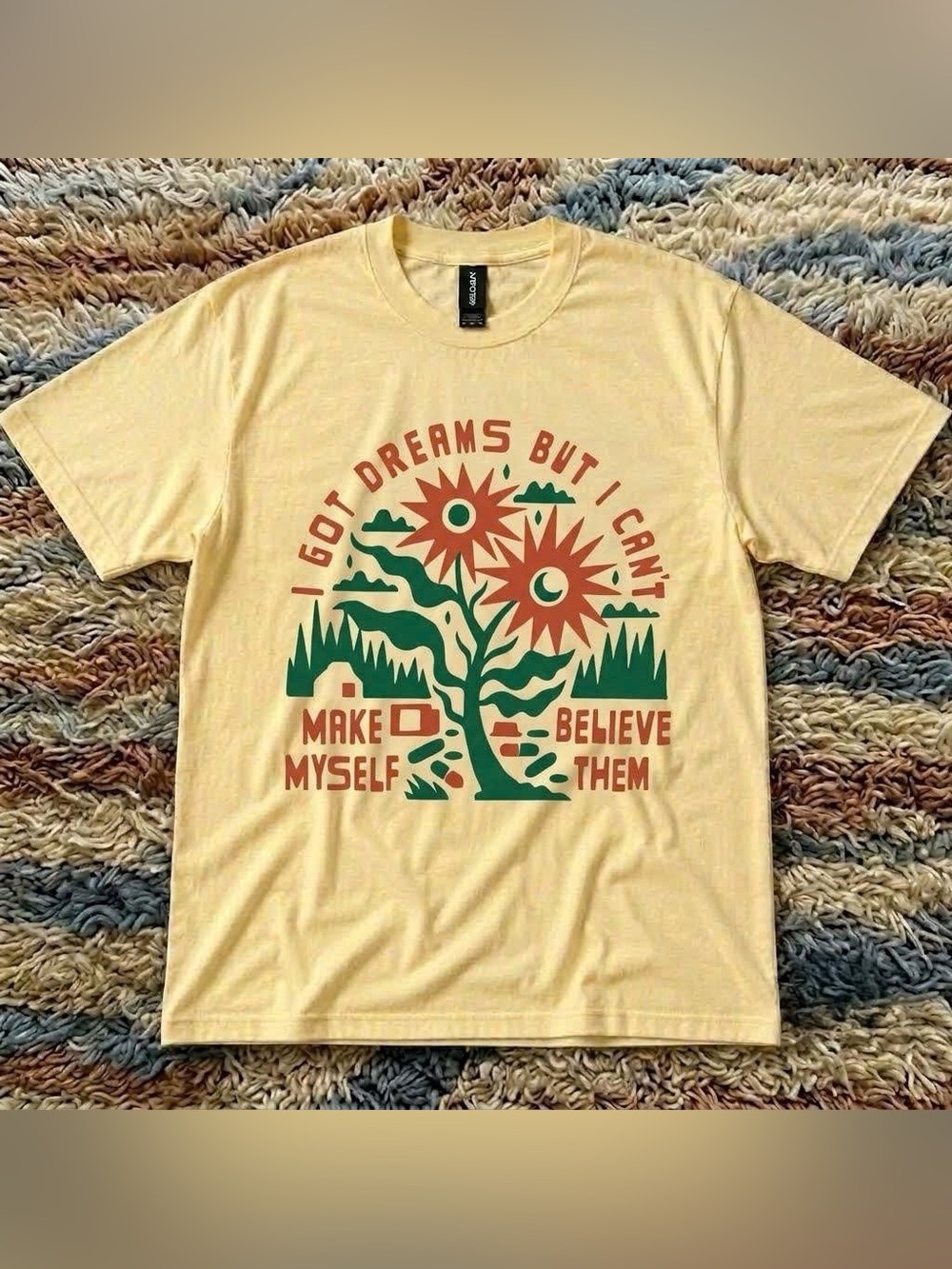 Inspirational Flower Graphic Tee Yellow Vintage Style Positive T Shirt